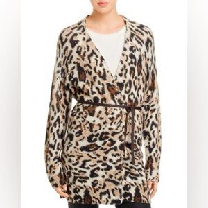 Brochure Walker - leopard print long cardigan with leather belt